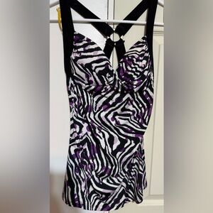 Wet Seal Black and Purple Zebra Print Top